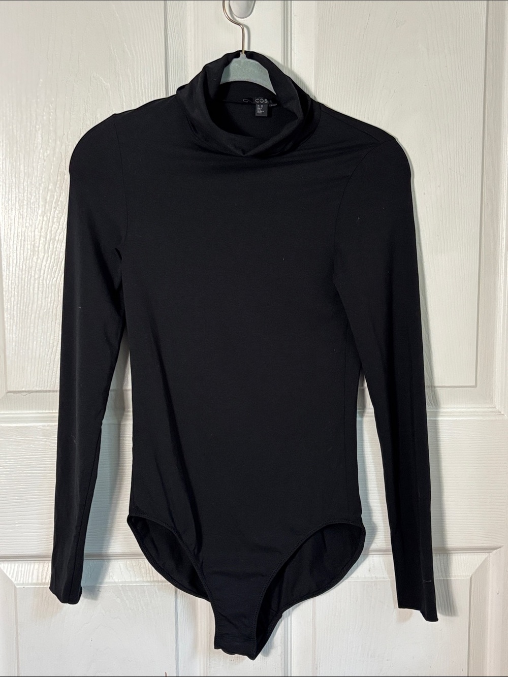 COS Black Long Sleeve Turtleneck Bodysuit size XS  Snap Bottom lightweight layer